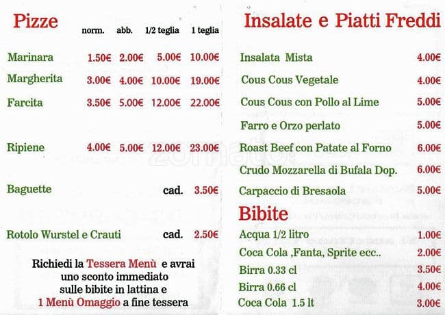 Menu di Pizza 12 