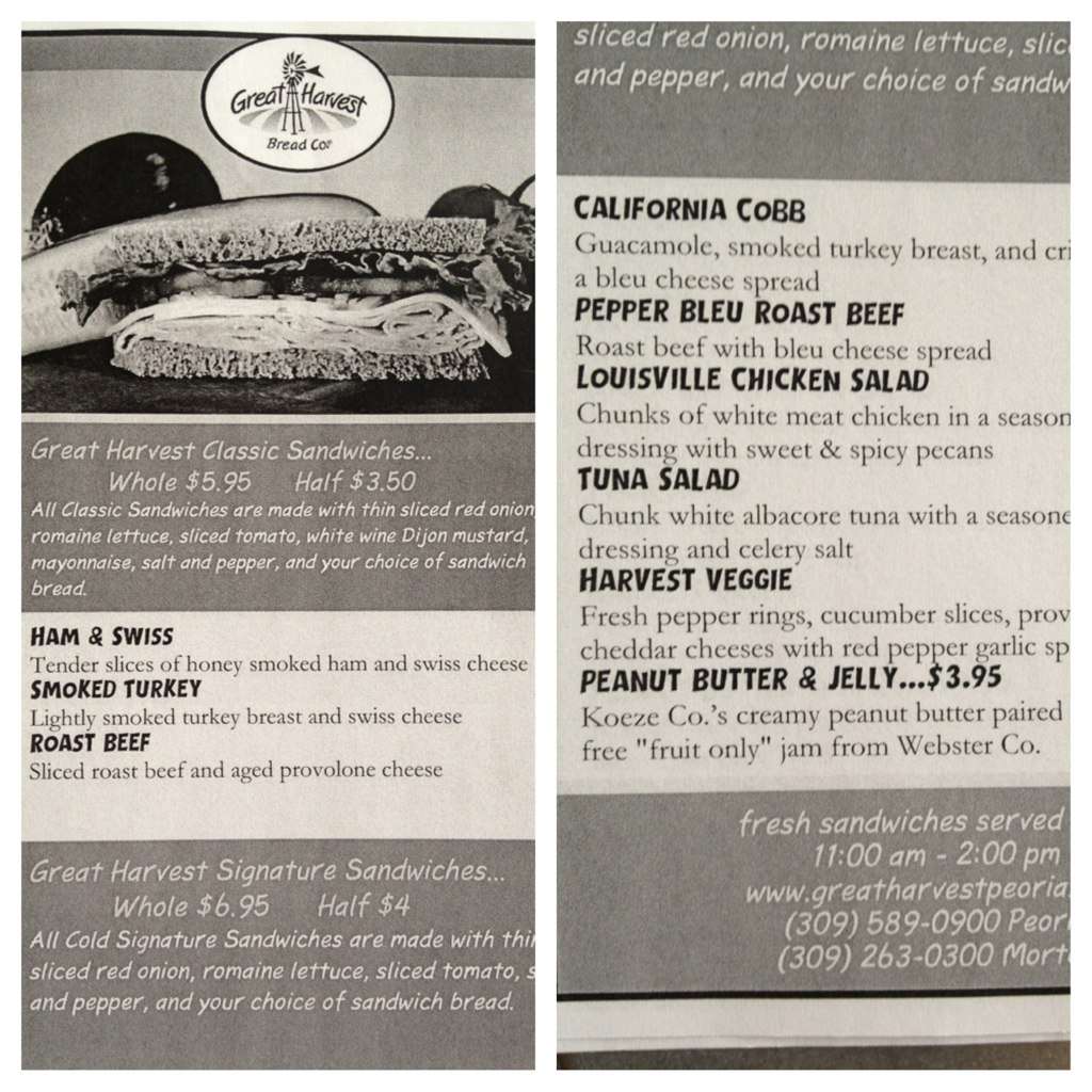 Menu At Great Harvest Bread Co Restaurant Peoria