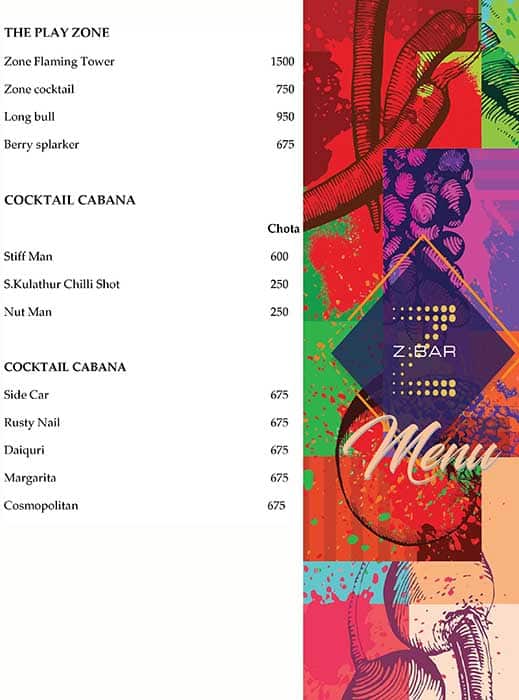 Zone by The Park Hotel, Chennai menu