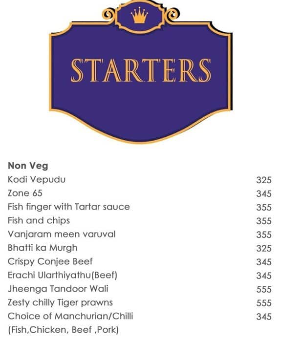 Zone by The Park Hotel, Chennai menu