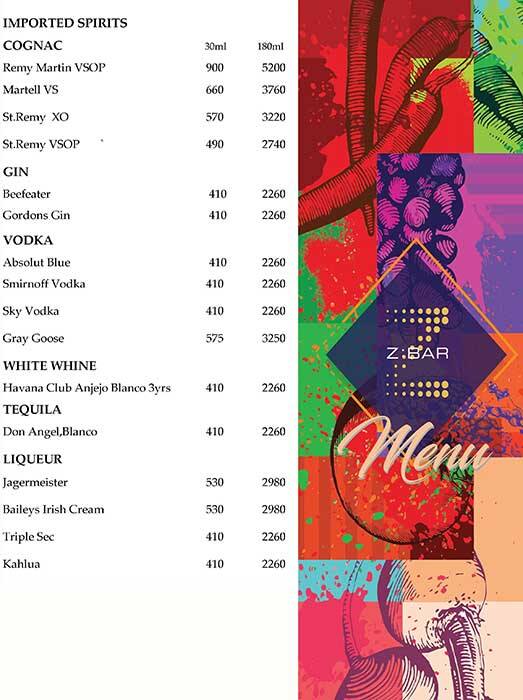 Zone by The Park Hotel, Chennai menu