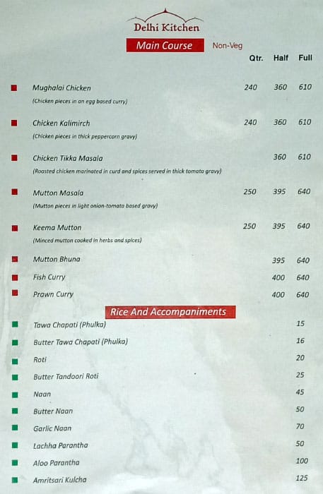 Delhi Kitchen menu