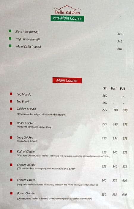 Delhi Kitchen menu
