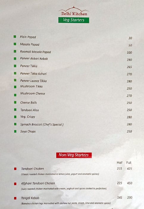 Delhi Kitchen menu