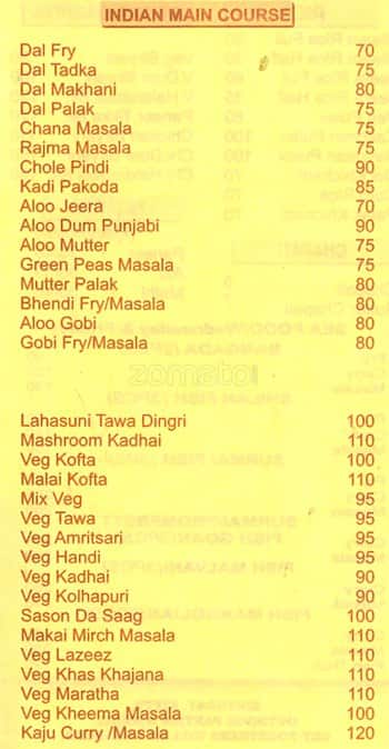 Vedant Restaurant menu