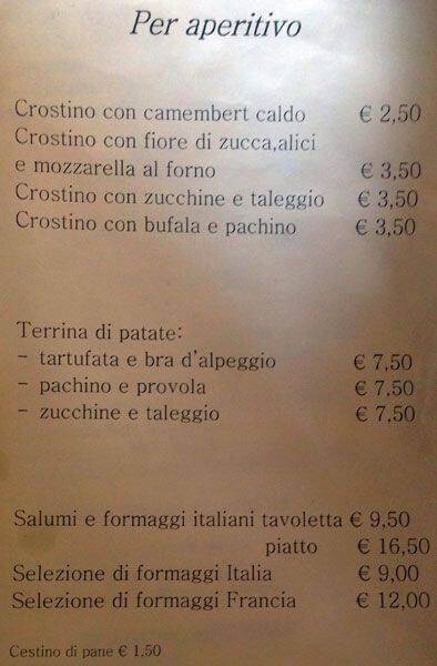 Marchetti Speisekarte