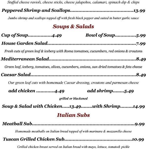 Menu at Santa Barbara Italian Cafe, Pearland, 5012 Broadway St
