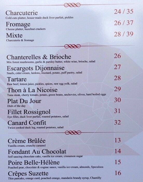Small French Bar Menu, Menu for Small French Bar, Footscray, Melbourne