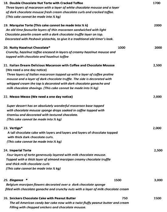 Menu at Celebrations Fine Confections, Mumbai, Shop 27 Tirupati