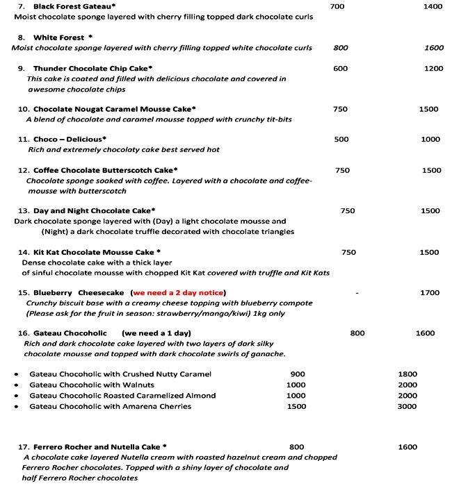 Menu at Celebrations Fine Confections, Mumbai, Shop 27 Tirupati