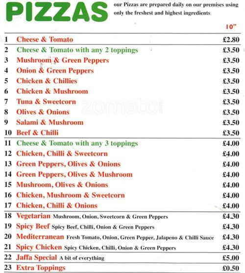 Jaffa Menu, Menu for Jaffa, Rusholme, Manchester Zomato UK