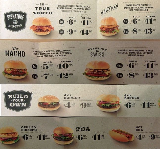 South St. Burger Co. Menu, Menu for South St. Burger Co., St. Lawrence