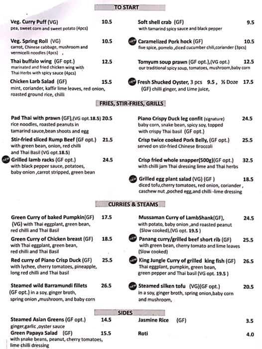 The Piano Menu, Menu for The Piano, Richmond, Melbourne Urbanspoon/Zomato