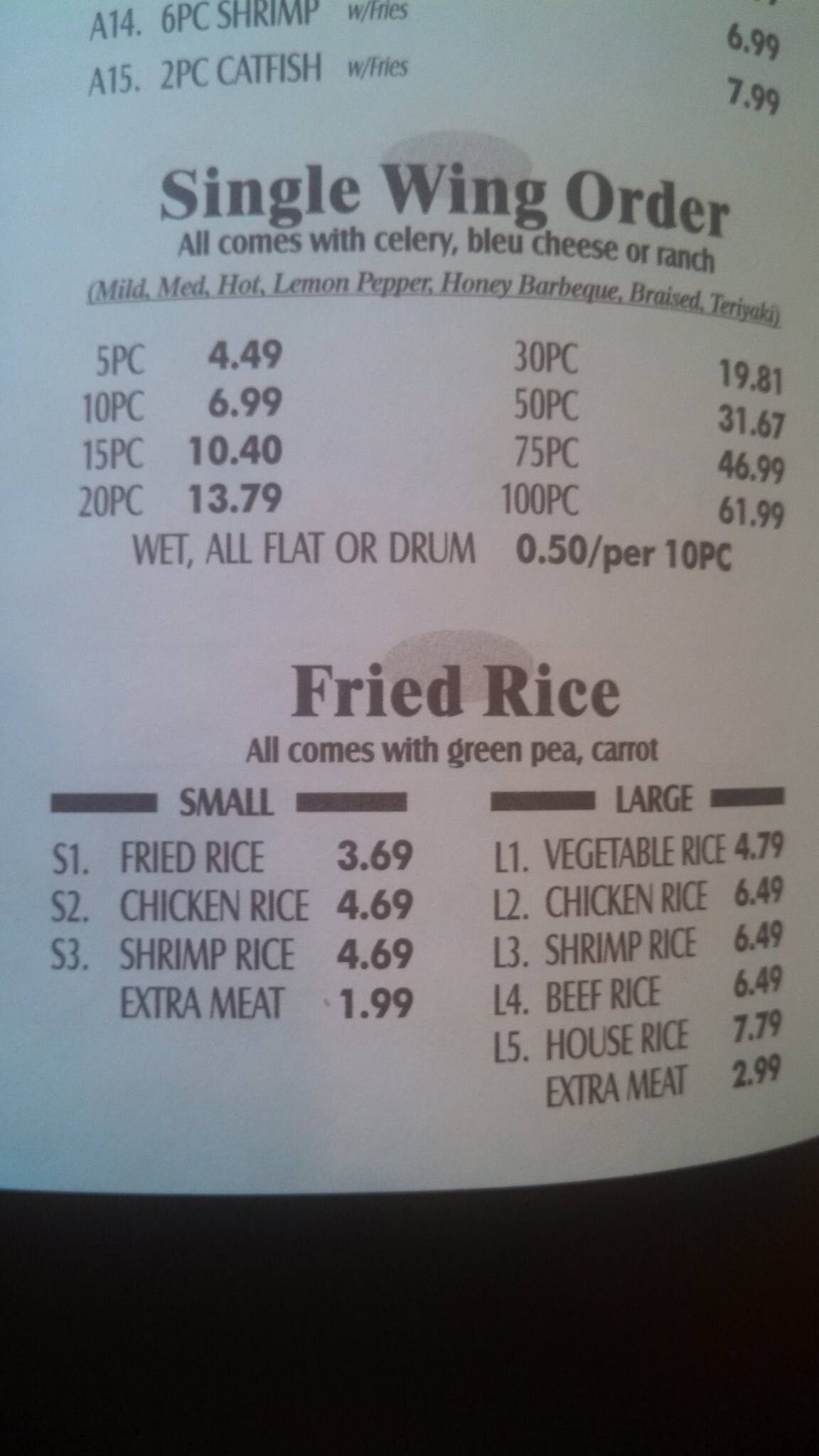 Menu at American Wings & Deli restaurant, Atlanta, Main St