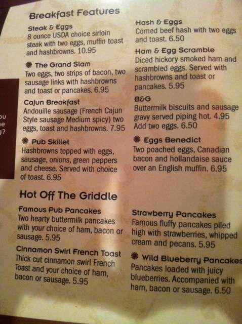 Menu at Rhinelander Cafe &amp; Pub, Rhinelander