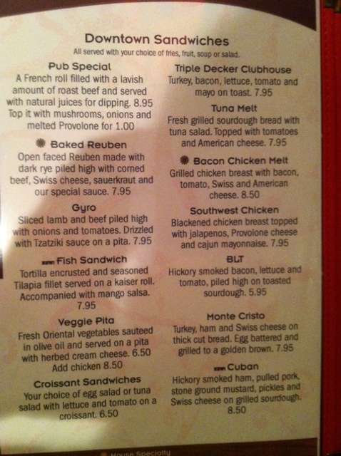 Menu at Rhinelander Cafe &amp; Pub, Rhinelander