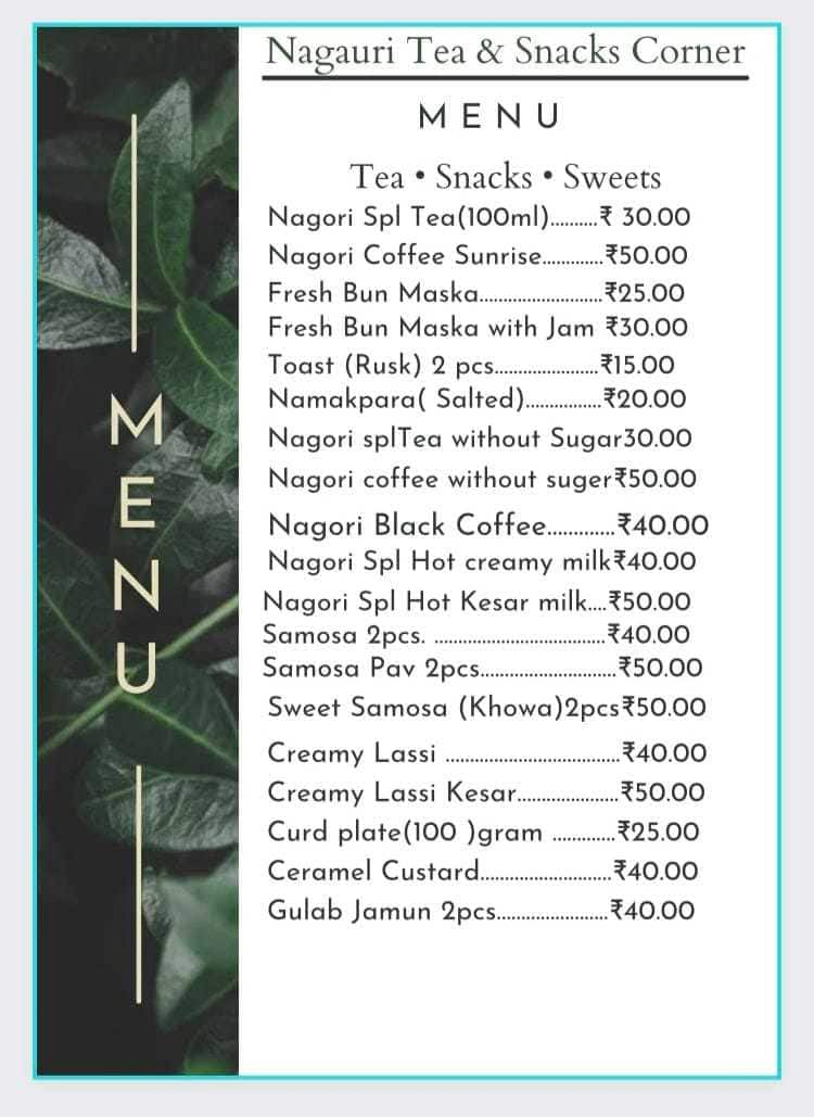 Menu Of Nagori Ashrafi, 4 Bungalows, Mumbai