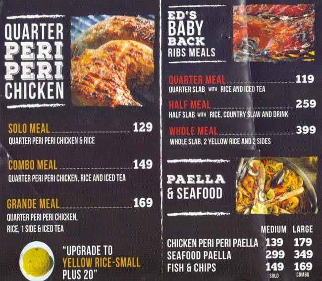 Eduardo's PeriPeri FlameGrilled Chicken Menu Zomato Philippines