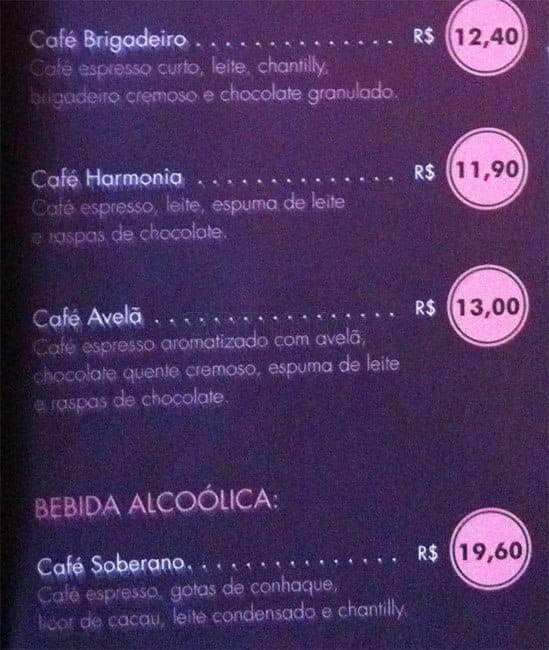 Café do Ponto cardápio