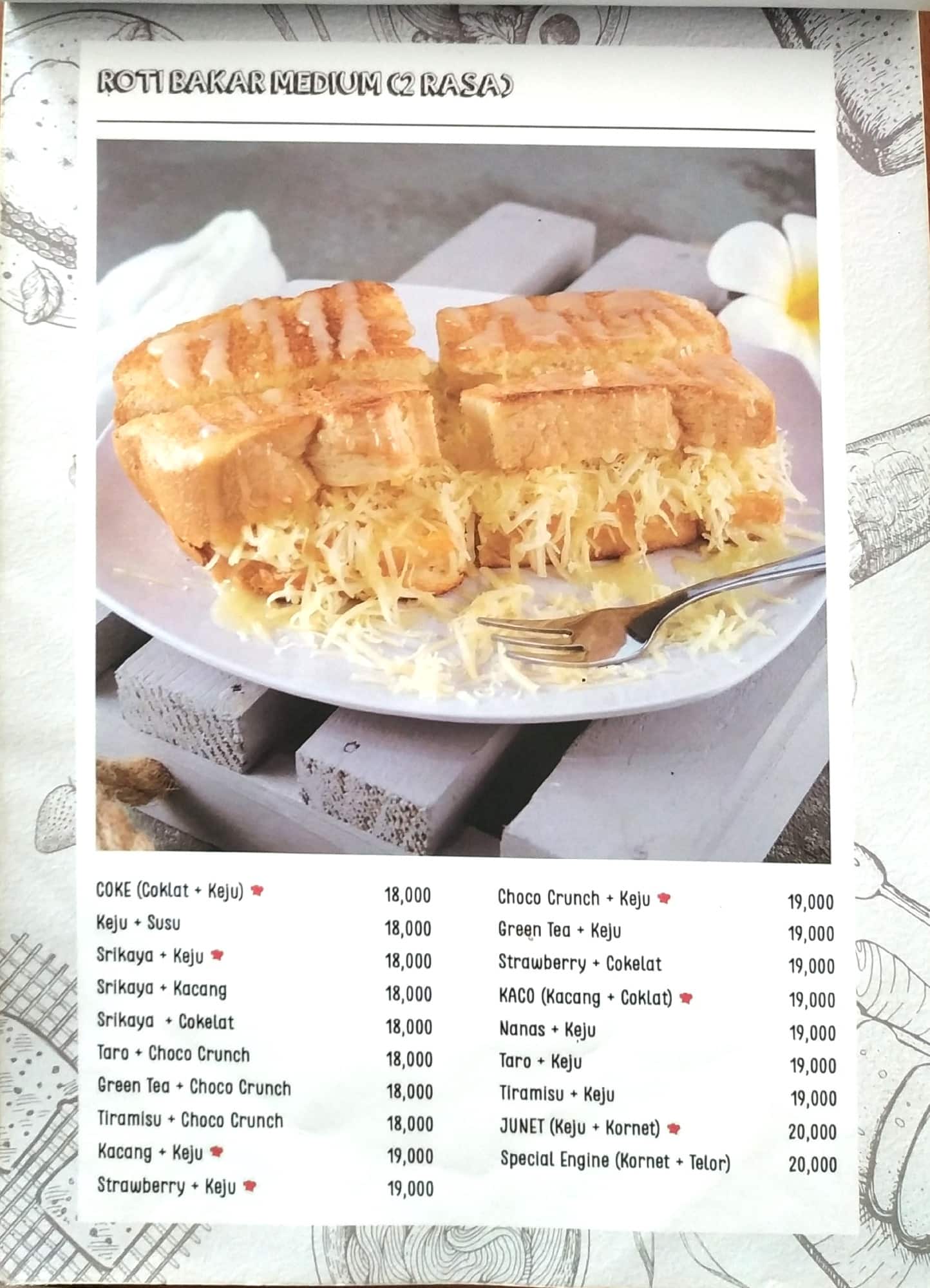 Menu at Roti Bakar Eddy - TMII cafe, East Jakarta, Jl. Raya Pd. Gede No.56A