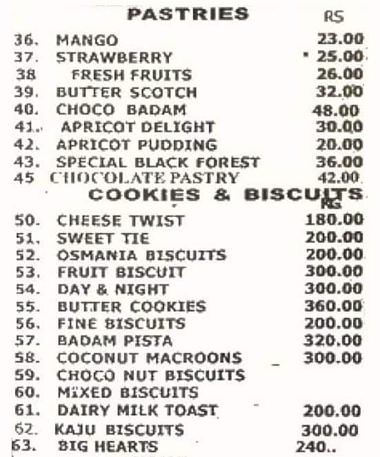 Subhan Bakery - Since 1948 menu