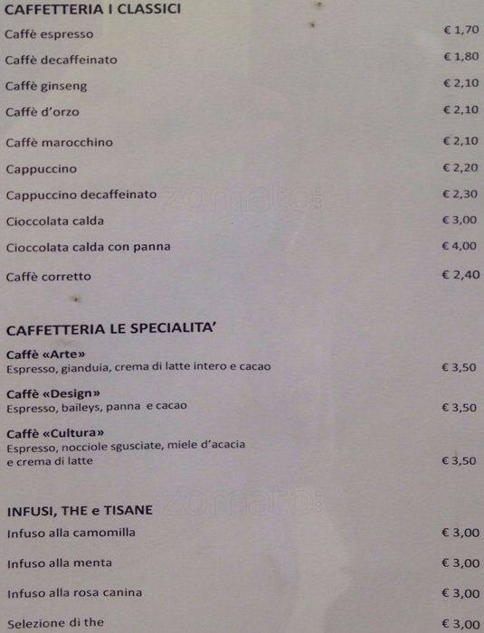 Menu di Bistrot Triennale Bovisa 