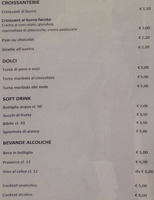 Menu di Bistrot Triennale Bovisa 