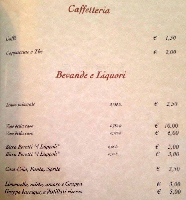 Menu di Il Grottino All'Aventino 