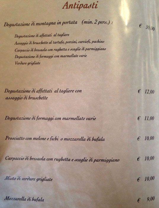 Menu di Il Grottino All'Aventino 