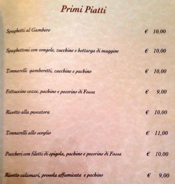 Menu di Il Grottino All'Aventino 