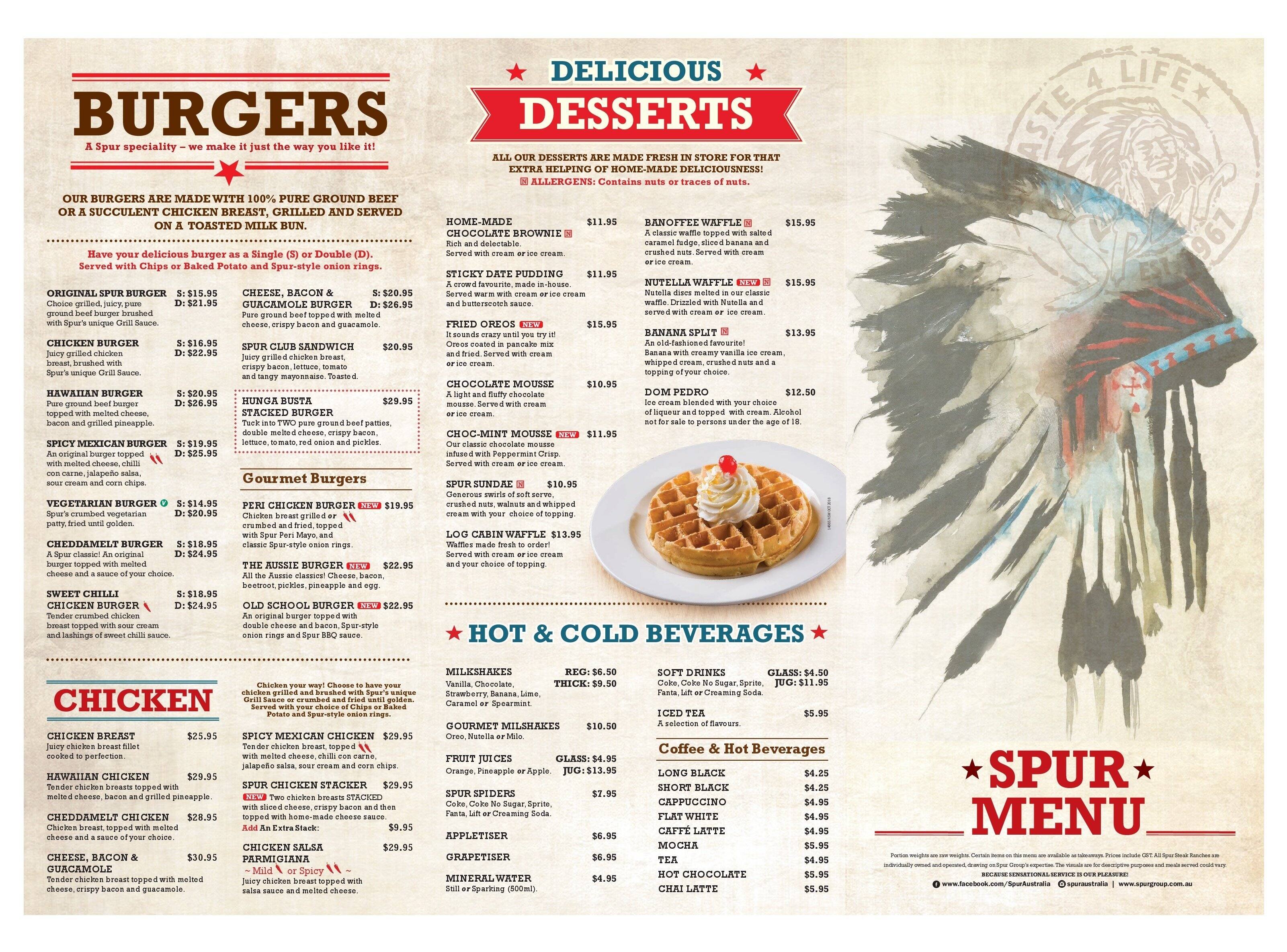 Menu at Silver Spur Steak Ranch steakhouse, Penrith