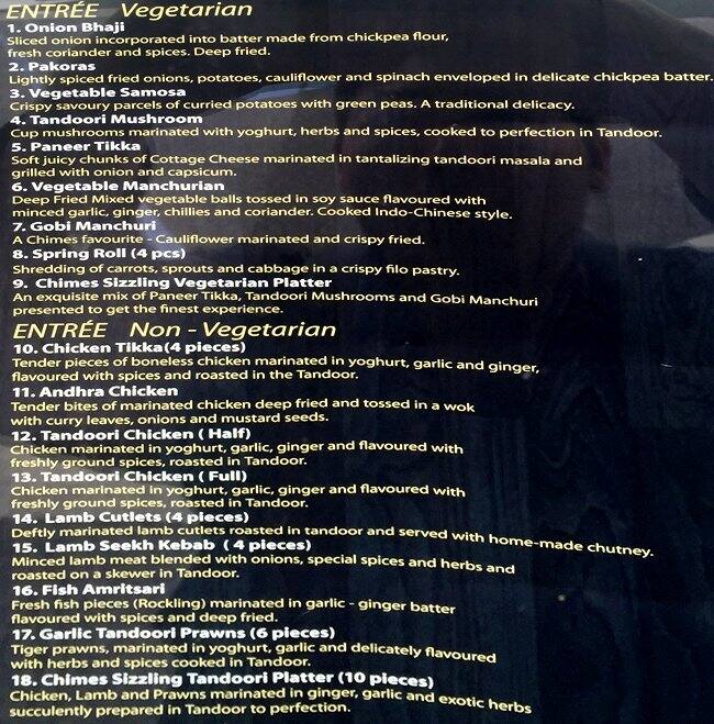 Chimes menu, Menu restauracji Chimes, Balwyn, Melbourne Urbanspoon/Zomato