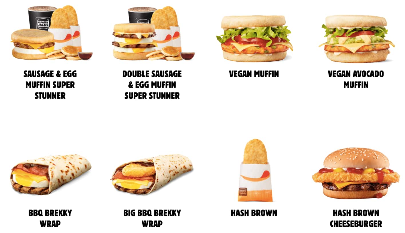 Menu at Hungry Jack's fast food, Algester