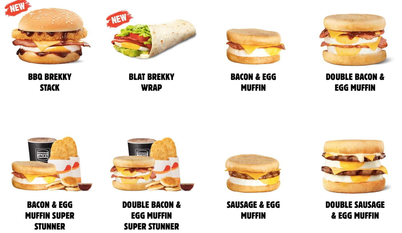 Menu at Hungry Jack's fast food, Algester