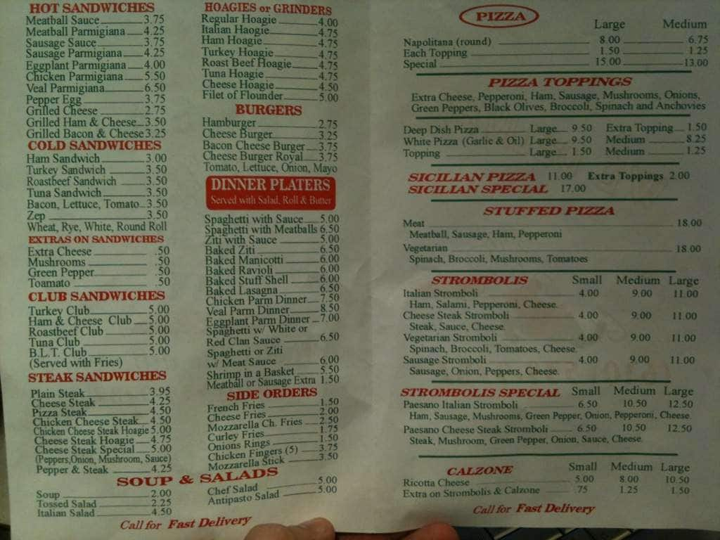 Paesano Pizza Menu, Menu for Paesano Pizza, Audubon, Philadelphia ...