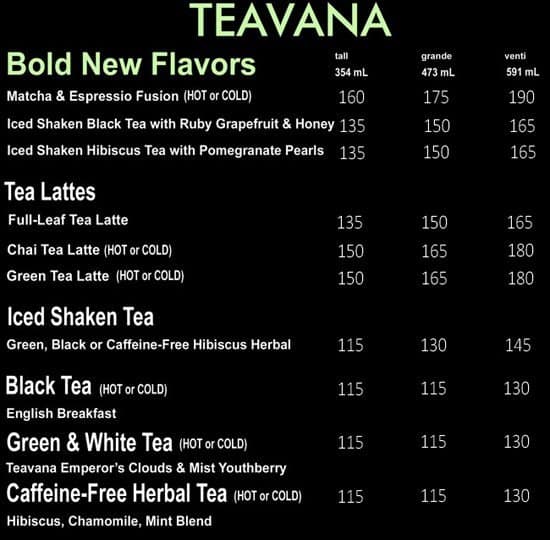 Starbucks Menu Menu For Starbucks Cebu Business Park Cebu City - 