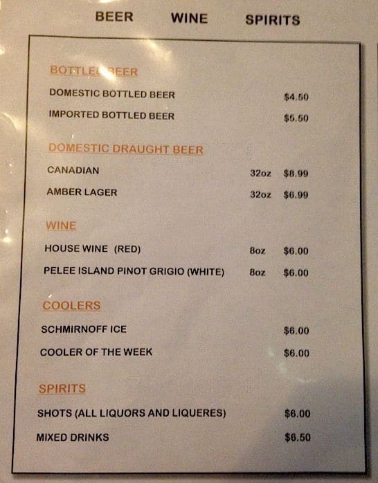 TO. Lounge menu