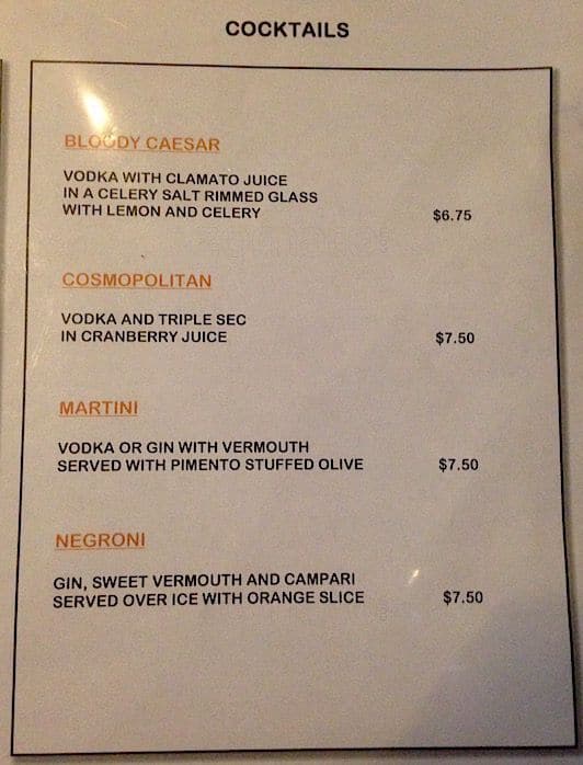 TO. Lounge menu