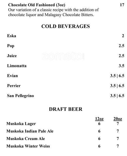 Citrus Restaurant & Lounge menu