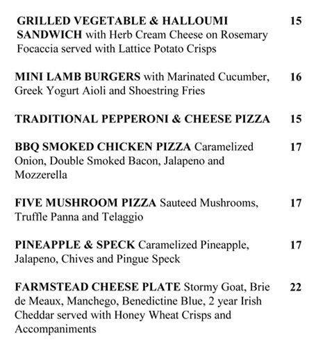 Citrus Restaurant & Lounge menu