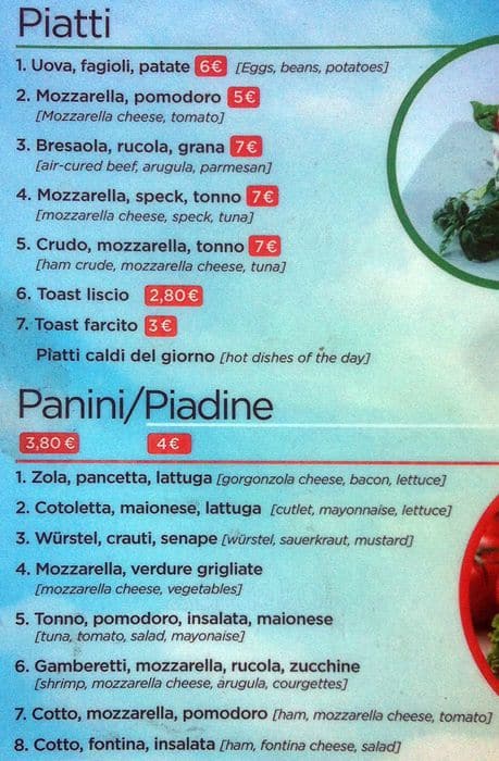 Menu di Cafè Il Veliero 