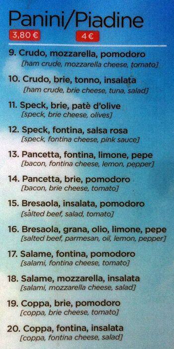 Menu di Cafè Il Veliero 