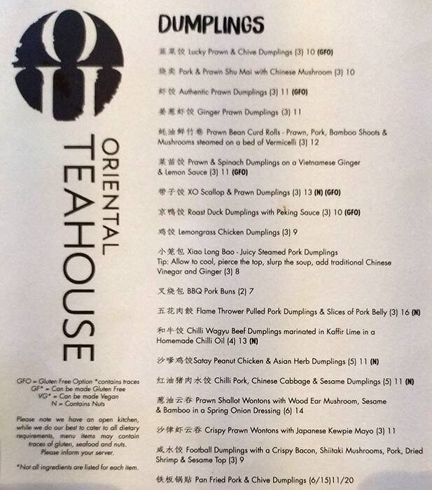 Oriental Teahouse Menu Menu For Oriental Teahouse South Yarra Melbourne