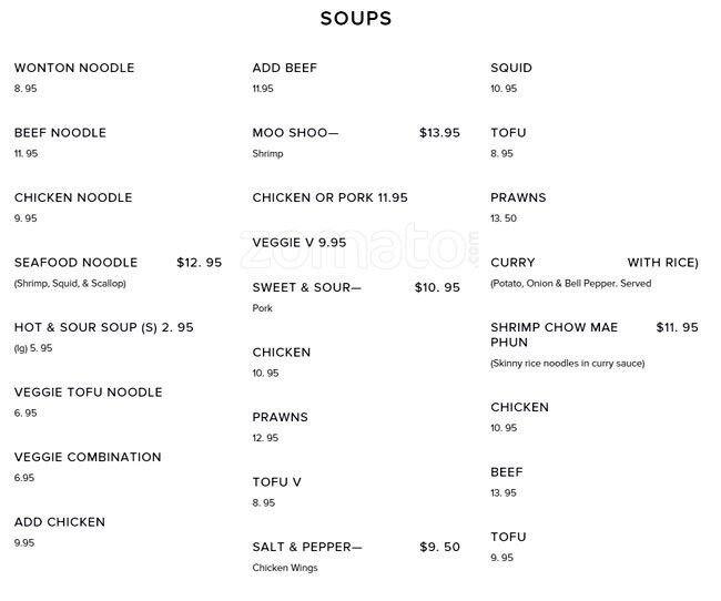 Chungee's menu
