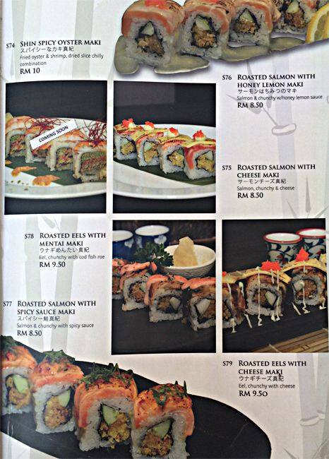 Shin Zushi Menu Menu For Shin Zushi Bukit Jalil Kuala Lumpur