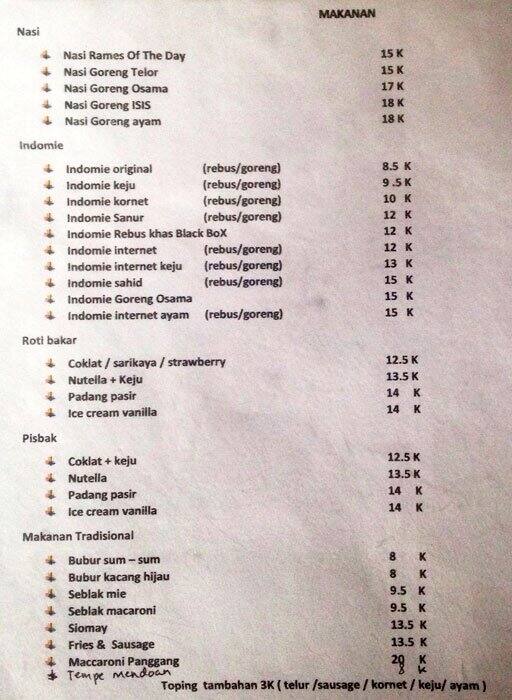 Black Box Cafe Menu Menu For Black Box Cafe Ciledug Tangerang