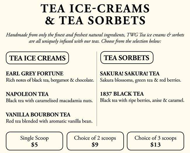 TWG Tea メニュー