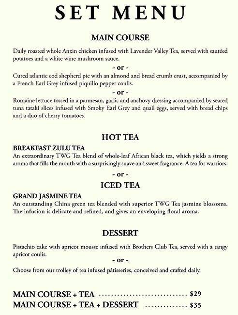 TWG Tea メニュー
