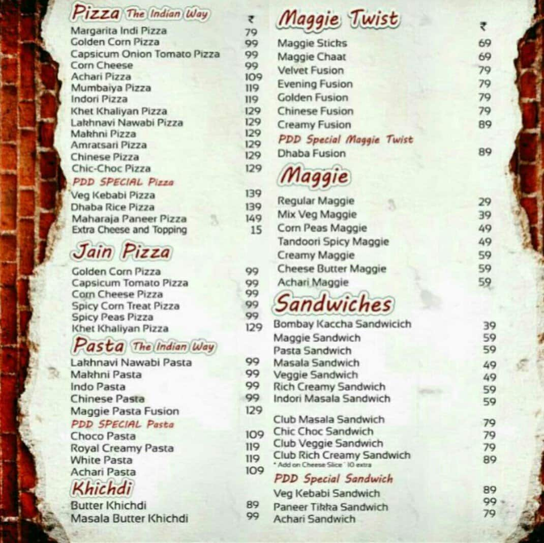 Pizza Da Dhaba Cafe Menu, Menu for Pizza Da Dhaba Cafe, Vesu, Surat ...