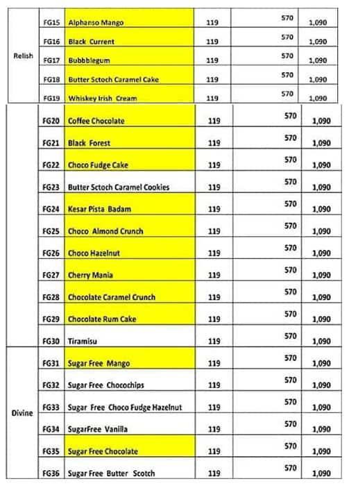 Menu at Frozen Gelato Ice Creams And Shakes, Pune